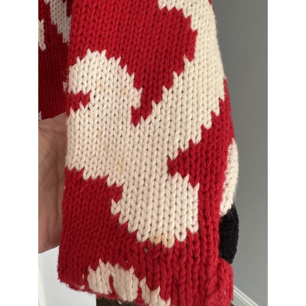 VTG Michael Simon Girls Sz 6/6X Reindeer Cardigan Red White Christmas READ - Picture 6 of 11